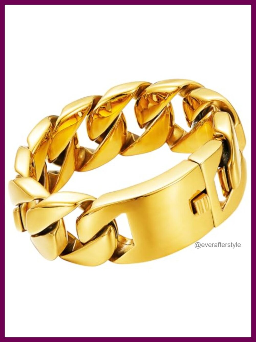 32mm Wide 18K Gold Plated 316L Stainless Steel Cuban Chain Link Bracelet